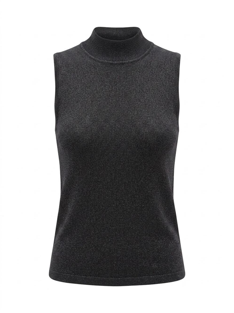 Euro-X Silk Blend Metallic Knit Mock Neck Sleeveless Top Women Size L